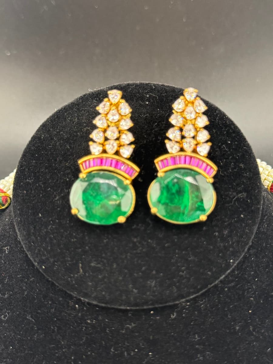 Emerald Oval Grand Choker Necklace Set - alternate view